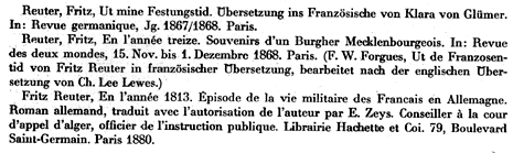 Fritz Reuter: Übersetzungen